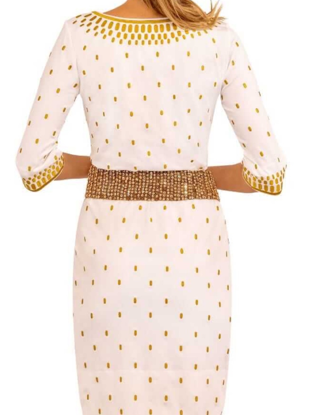 Gretchen Scott Rocket Girl white with gold embroidered Trim M like new - Picture 4 of 14